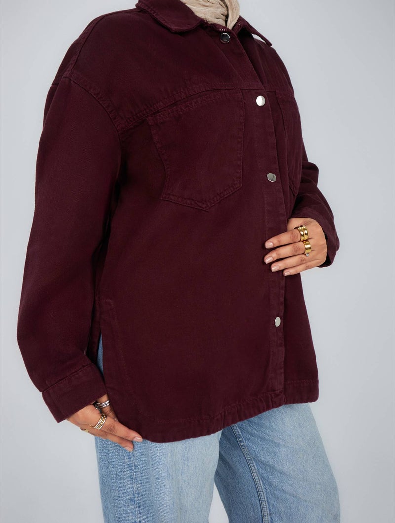 Burgundy Jeans Jacket - Image 3